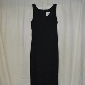 Mark Edwards 1990s Black Bead Beaded Formal Dress